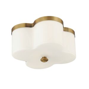 Clover 2-Light Flush Mount in Natural Aged Brass