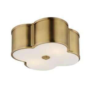 Clover 2-Light Flush Mount in Natural Aged Brass