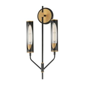 Regent 2-Light LED Wall Sconce in Black with Antique Brass