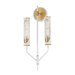 Regent 2-Light LED Wall Sconce in Light French Gray with Natural Aged Brass