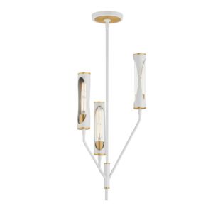 Regent 3-Light LED Pendant in Light French Gray with Natural Aged Brass