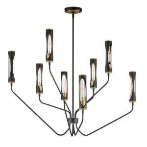 Regent 6-Light LED Chandelier in Black with Antique Brass