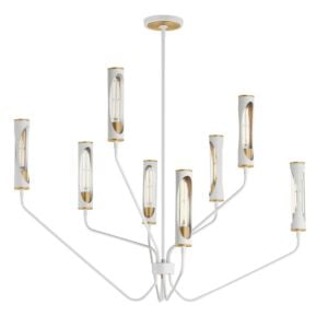 Regent 6-Light LED Chandelier in Light French Gray with Natural Aged Brass