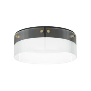 Spectre 1-Light LED Flush Mount in Black with Natural Aged Brass