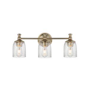 Swirl 3-Light Bathroom Vanity Light in Satin Champagne