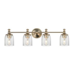 Swirl 4-Light Bathroom Vanity Light in Satin Champagne