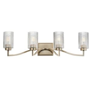 Rigata 4-Light Bathroom Vanity Light in Satin Champagne