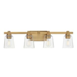 Cubos 4-Light Bathroom Vanity Light in Natural Aged Brass