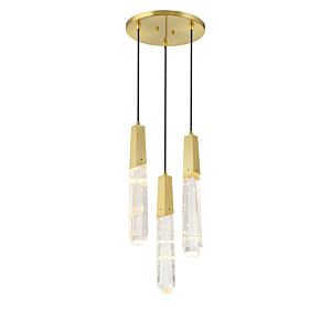 Drifting Droplets 3-Light LED Pendant in Brushed Brass