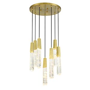 Drifting Droplets 7-Light LED Pendant in Brushed Brass