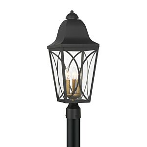 Cardigan 3-Light Outdoor Post Lantern in Sand Coal and Olden Brass