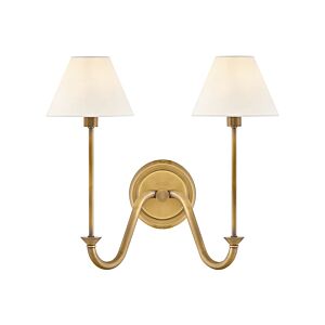 Greta 2-Light LED Wall Sconce in Heritage Brass