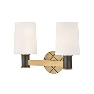 Declan 2-Light LED Bathroom Vanity Light in Heritage Brass