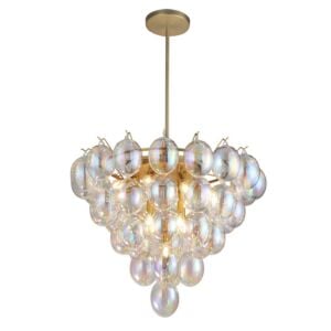 Globo 13-Light 1Chandelier in Brushed Brass, Iridescent