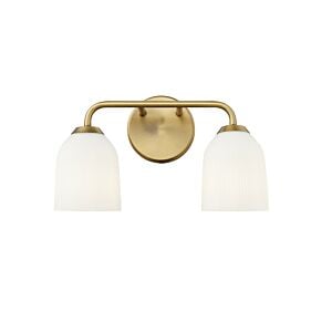 Norah 2-Light Bathroom Vanity Light in Vintage Brass