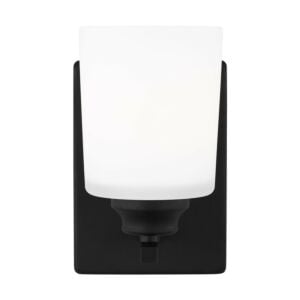 Vinton 1-Light Wall with Bathroom Vanity Lightroom Vanity Light Sconce in Midnight Black