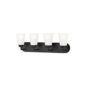 Kerrville 4-Light Wall with Bathroom Vanity Lightroom Vanity Light in Midnight Black