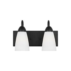 Seville 2-Light Wall with Bathroom Vanity Lightroom Vanity Light in Midnight Black