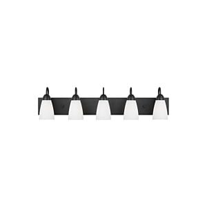 Seville 5-Light Wall with Bathroom Vanity Lightroom Vanity Light in Midnight Black