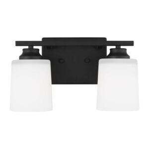 Vinton 2-Light Wall with Bathroom Vanity Lightroom Vanity Light Sconce in Midnight Black