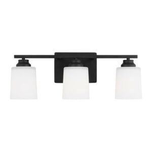 Vinton 3-Light Wall with Bathroom Vanity Lightroom Vanity Light in Midnight Black