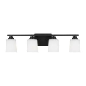 Vinton 4-Light Wall with Bathroom Vanity Lightroom Vanity Light Sconce in Midnight Black