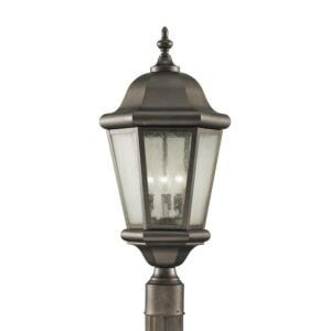 Martinsville 3-Light Outdoor Post Lantern in Corinthian Bronze