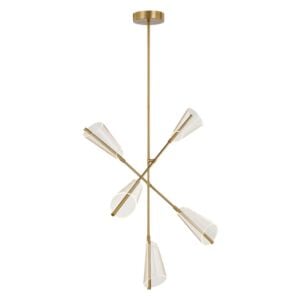 Mulberry LED Chandelier in Brushed Gold with Light Guide