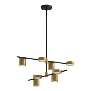 Jayden LED Linear Pendant in Black with Brushed Gold