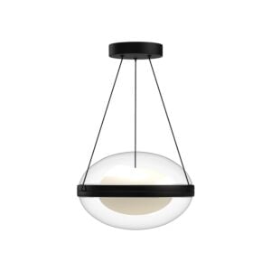 Virgo LED Pendant in Black with Opal Glass