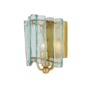 Duvernell 1-Light Wall Sconce in Contemporary Gold Leaf with Clear