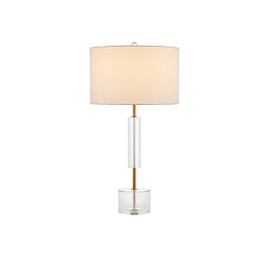 Deville 1-Light Table Lamp in Clear with Antique Brass