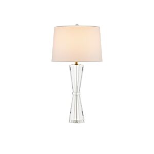 Duveen 1-Light Table Lamp in Clear with Polished Brass