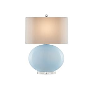 Laconia 1-Light Table Lamp in Light Blue with Clear with Polished Nickel