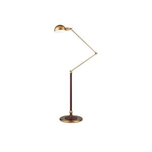 Libretto 1-Light LED Floor Lamp in Antique Brass with Brownish Red