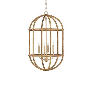 Charrette 4-Light Lantern in Natural with Saddle Tan