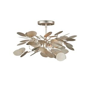 Lunaria 3-Light Semi-Flush Mount in Contemporary Silver Leaf