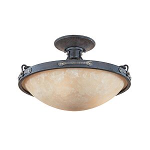 Austin 3-Light Semi-Flush Mount in Weathered Saddle