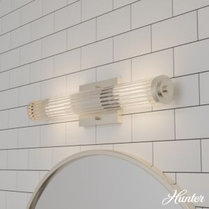 Hunter Holly Grove 2-Light Bathroom Vanity Light in Brushed Nickel