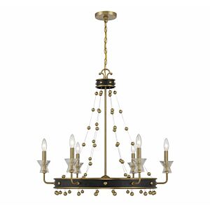 Iris 6-Light Chandelier in Matte Black with Warm Brass Accents