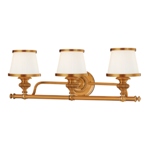 Hudson Valley Milton 3 Light 25 Inch Bathroom Vanity Light in Flemish Brass