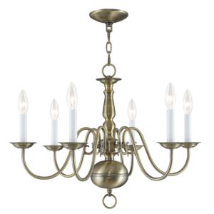 Williamsburgh 6-Light Chandelier in Antique Brass