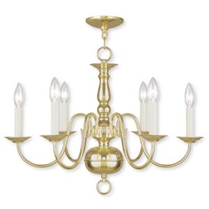 Williamsburgh 6-Light Chandelier in Polished Brass