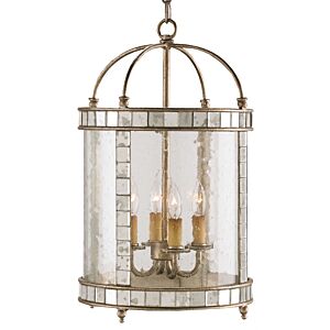 Corsica 4-Light Lantern in Harlow Silver Leaf with Antique Mirror