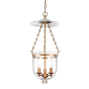 Hudson Valley Hampton 3 Light 21 Inch Pendant Light in Aged Brass