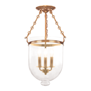 Hudson Valley Hampton 3 Light Ceiling Light in Aged Brass