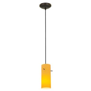 Cylinder Amber Glass Corded Pendant Light