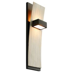 Dario 2-Light LED Wall Sconce in Black W with Weathered Oak