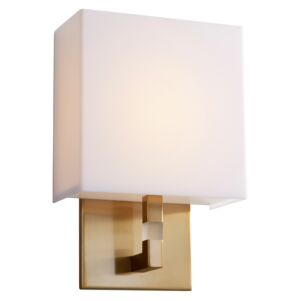 Chameleon 1-Light LED Wall Sconce in Aged Brass W with Matte White Acrylic