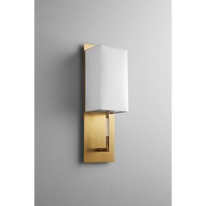 Epoch 1-Light LED Wall Sconce in Aged Brass W with White Linen